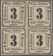 Bayern - Portomarken: 1862, 3 Kreuzer Schwarz, Ungebrauchter Viererblock Mit Lei - Andere & Zonder Classificatie