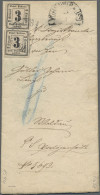 Bayern - Portomarken: 1862, Brief Mit Portomarke 3 Kr. Schwarz Auf Weiß, 2 Einze - Sonstige & Ohne Zuordnung