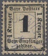 Bayern - Portomarken: 1871, 1 Kr. Schwarz Auf Weiß, Wasserzeichen Enge Rauten, M - Other & Unclassified