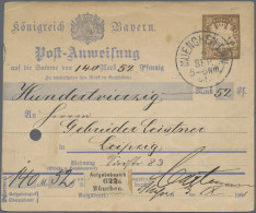Bayern - Ganzsachen: 1891, Postanweisung 30 Pfg. Braun über 140.52 Mark Gebrauch - Other & Unclassified