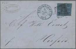 Braunschweig - Marken Und Briefe: 1853, Wappen 2 Sgr. Hellblau Voll-bis Breitran - Brunswick