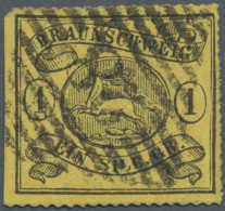 Braunschweig - Marken Und Briefe: 1864, 1 Sgr. Schwarz Auf Lebhaftgraugelb, Boge - Brunswick