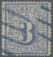 Hamburg - Marken Und Briefe: 3 Sch. Ultramarinblau, Mit Plattenfehler II, Sauber - Hambourg