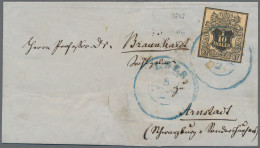 Hannover - Marken Und Briefe: 1855, 1/10 Th Schwarz Auf Orangem Netzwerk, überge - Hannover