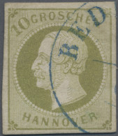 Hannover - Marken Und Briefe: 1861, 10 Gr. Dunkelgrünlicholiv, Blauer K 2 BEDERK - Hannover