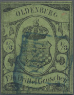 Oldenburg - Marken Und Briefe: 1859, ⅓ Gr. Schwarz Auf Grünlicholiv, Farbfrische - Oldenburg