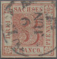 Sachsen - Marken Und Briefe: 1850/1851, 3 Pfennige Lebhaftrot, Lt. Fotobefund Va - Saxe