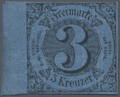 Thurn & Taxis - Marken Und Briefe: 1851, 3 Kr Schwarz Auf Dunkelblau, Allseits V - Andere & Zonder Classificatie