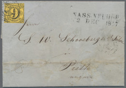 Thurn & Taxis - Nummernstempel: "198" Nassau-Neuhof Auf 9 Kr Schwarz Auf Gelb, ü - Other & Unclassified