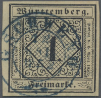 Württemberg - Marken Und Briefe: 1851, 1 Kr. Schwarz Auf Hellsämisch, Blauer K 2 - Altri & Non Classificati