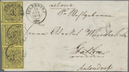 Württemberg - Marken Und Briefe: 1856, 3 Kr. Schw. A. Gelb Im Senkr. Dreierstrei - Autres & Non Classés