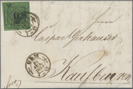 Württemberg - Marken Und Briefe: 1855, 6 Kr. Schw. A. Dunkelgelblichgrünem Seide - Sonstige & Ohne Zuordnung