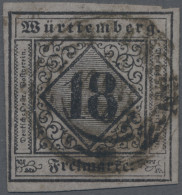 Württemberg - Marken Und Briefe: 1851, 18 Kr. Schwarz A. Bläulichviolett Typen I - Andere & Zonder Classificatie