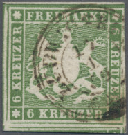 Württemberg - Marken Und Briefe: 1857, 6 Kr. Giftgrün, Meist überrandig, Rechts - Sonstige & Ohne Zuordnung