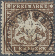 Württemberg - Marken Und Briefe: 1861, 1 Kr. Dunkelbraun, Dünnes Papier, Farbtie - Other & Unclassified