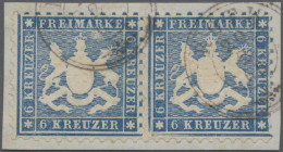 Württemberg - Marken Und Briefe: 1863, 6 Kr. Blau, Waagerechtes Paar, Auf Briefs - Otros & Sin Clasificación