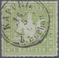 Württemberg - Marken Und Briefe: 1865, 1 Kr. Hellgelbgrün, Kleiner Eckbug, K 2 K - Altri & Non Classificati