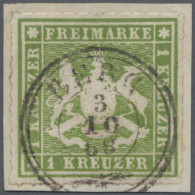 Württemberg - Marken Und Briefe: 1865, 1 Kr. Grasgrün, K 2 BERG, Kabinettbriefst - Autres & Non Classés