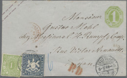 Württemberg - Marken Und Briefe: 1868, 7 Kr. Schieferblau In Mischfrankatur Mit - Otros & Sin Clasificación