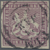 Württemberg - Marken Und Briefe: 1873, 70 Kr. Rotlila, Bogenfeld 3, Sauber Entwe - Autres & Non Classés