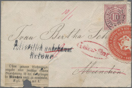 Württemberg - Marken Und Briefe: 1875, 10 Pfg. Ziffer Auf Retourbrief Von Gmünd - Autres & Non Classés