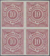 Württemberg - Marken Und Briefe: 1875, 10 Pfg. Ungezähnt, Ungebrauchter Viererbl - Autres & Non Classés