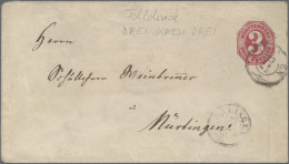 Württemberg - Ganzsachen: 1862/63, 3 Kr. Karminrot, Kleinformat Mit Überdruck-Fe - Autres & Non Classés