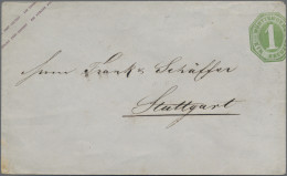 Württemberg - Ganzsachen: 1865, 1 Kr. Gelbl.grün GA-Umschlag Adressiert Aber Ung - Other & Unclassified