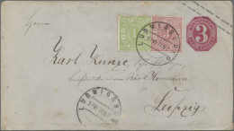 Württemberg - Ganzsachen: 1869, 1 Kr. Und 3 Kr.zufrankiert Auf 3 Kr. GA-Umschlag - Other & Unclassified