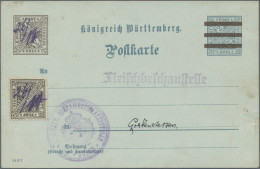 Württemberg - Ganzsachen: 1908, Dienstpostkarte Mit Zusatzfrankatur Nr. 237 (han - Sonstige & Ohne Zuordnung