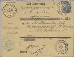 Württemberg - Postanweisungen: 1904, 2 Verschiedene Postanweisungs-GA-Umschläge - Other & Unclassified