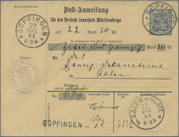 Württemberg - Postanweisungen: 1904, 2 Verschiedene Postanweisungs-GA-Umschläge, - Sonstige & Ohne Zuordnung