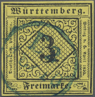 Württemberg - Stempel: 1851, "D2 18/10", Blauer Distributionsstempel Von Ludwigs - Otros & Sin Clasificación