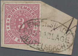 Württemberg - Postablagen: ENDERSBACH-BEUTELSBACH, Schwarz Auf 3 Kr., Prachtbrie - Otros & Sin Clasificación