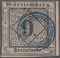 Württemberg - Stumme Stempel: 1851, TÜBINGEN, 9 Kr. Ziffer Schw. A. Rosa, Type I - Autres & Non Classés