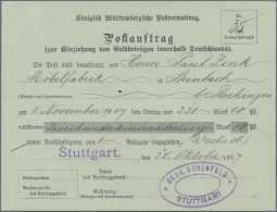 Württemberg - Besonderheiten: 1907, Postauftrag über Einen Betrag Von 231,10 Mar - Otros & Sin Clasificación