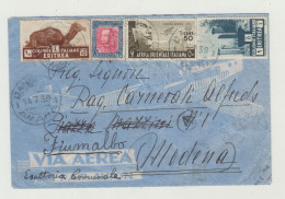 BUSTA SENZA LETTERA -VIA AEREA - ANNULLO AMARA DEL 1939 VERSO MODENA - AFRICA ORIENTALE ITALIANA A.O.I. WW2 - Marcofilie (Luchtvaart)