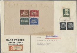 Deutsches Reich - Weimar: 1935, OSTROPA-Block Mit ZuF Auf Größerem R-Brief (leic - Autres & Non Classés