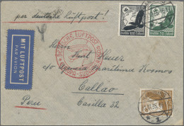 Deutsches Reich - 3. Reich: 1934 Flugpostmarke 25 Pf. Mit Plattenfehler "o In Lu - Storia Postale