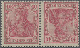 Deutsches Reich - Zusammendrucke: 1921, Germania 40 Pf Lilakarmin(poröser Druck) - Se-Tenant