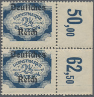 Deutsches Reich - Dienstmarken: 1920, 2 ½ M Blau, Senkrechtes Paar Im Plattendru - Service