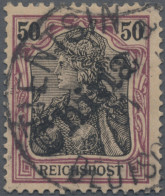 Deutsche Post In China: 1900/1901: 50 (Pfg.) Germania Violett/schwarz Mit Diagon - Deutsche Post In China