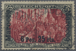 Deutsche Post In Marokko: 1900 "6 Pes. 25 Cts." (sog. Dünner Aufdruck) Auf 5 M. - Morocco (offices)