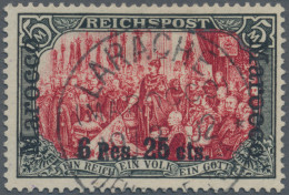 Deutsche Post In Marokko: 1900, "6 P 25 C" Auf 5 Mark Germania "REICHSPOST", Grü - Marocco (uffici)