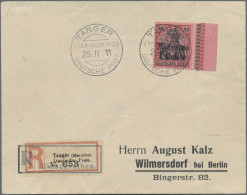 Deutsche Post In Marokko: 1906, 1 Piaster Auf 80 Pf Germania Mit Wasserzeichen V - Deutsche Post In Marokko