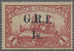 Deutsch-Neuguinea - Britische Besetzung: 1914 "G.R.I. 1s." Auf 1 M. Rot, Aufdruc - Nueva Guinea Alemana