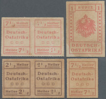 Deutsch-Ostafrika: 1916 Aushilfs- Sog. WUGA-Marken 2½ H. Im Typenpaar I+II, 7½ H - Deutsch-Ostafrika