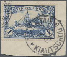 Deutsche Kolonien - Kiautschou: 1905, 1 $ Kaiseryacht Schwärzlichblau Mit Wasser - Kiautchou