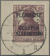 Deutsche Abstimmungsgebiete: Allenstein: 1920, 15 Pf. Germania Karminbraun Mit A - Andere & Zonder Classificatie