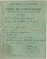 1936 - Carte De Camion-Bazar De Marque Rochet-Schneider Délivré à Mr SINEGRE Laurent De St Gaudens (31) - Non Classés